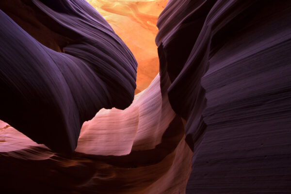 Landscape image of lower Antelope Canyon in stunning colors