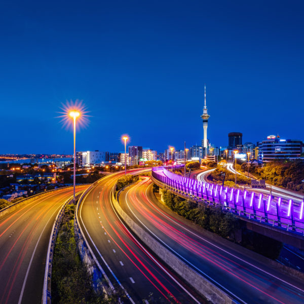 An Image of Highway Traffic at Night in New Zealand