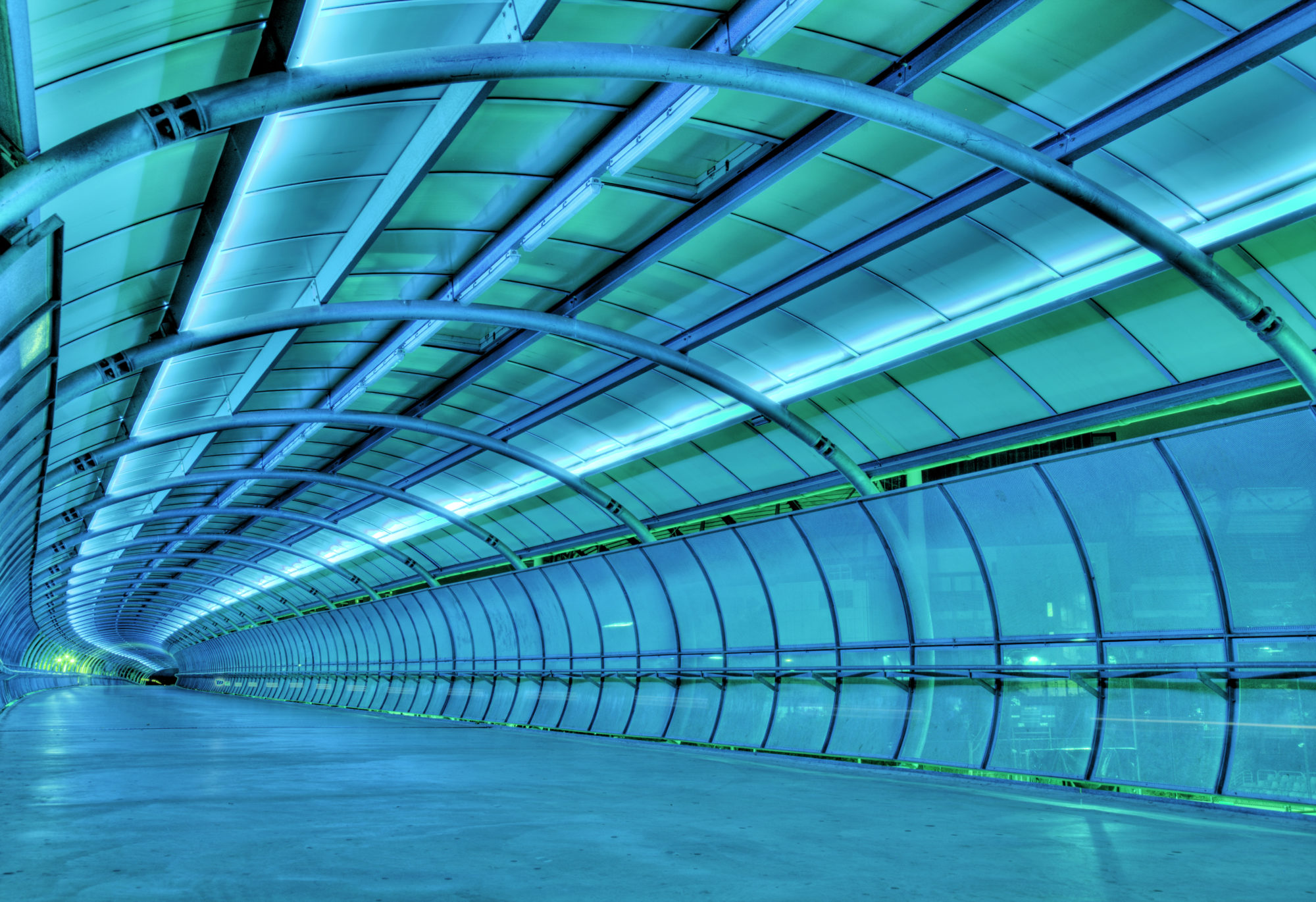 A lit-up view of an innovating tunnel of next generation