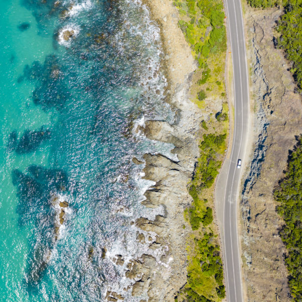An aerial view of the great ocean in Australia