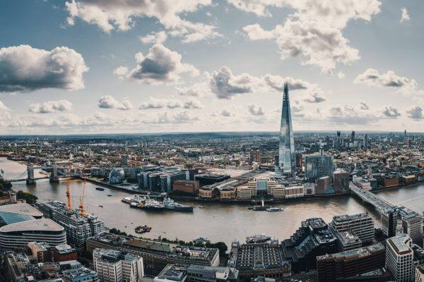 An aerial image of a city in the United Kingdom