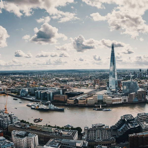 An aerial image of a city in the United Kingdom