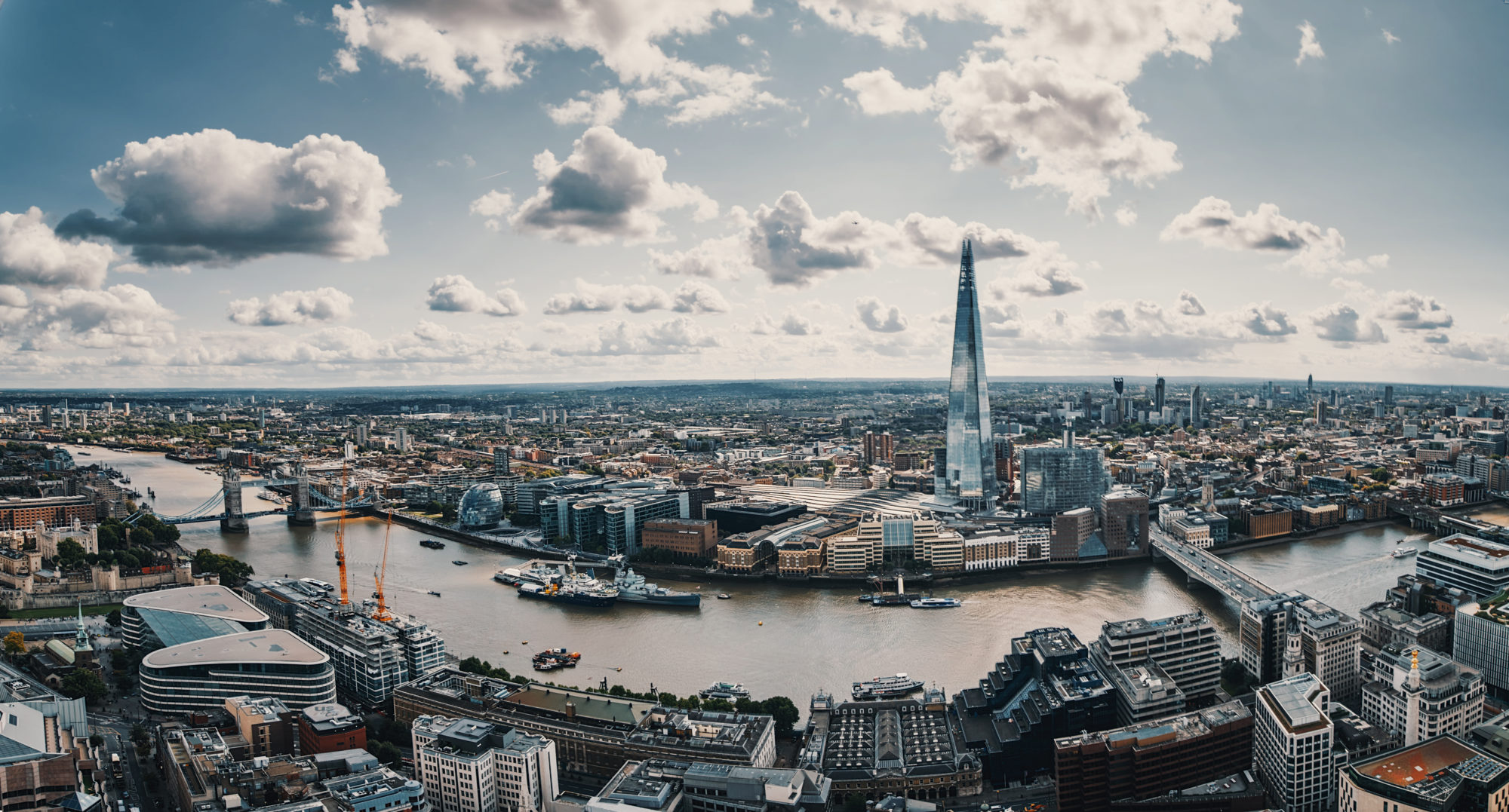 An aerial image of a city in the United Kingdom